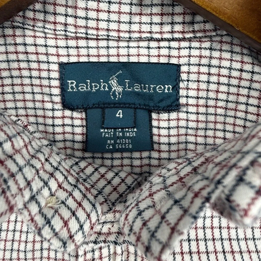 Ralph Lauren Button Down Kids Size 4 Multicolor Excellent Plaid Long Sleeve Pony